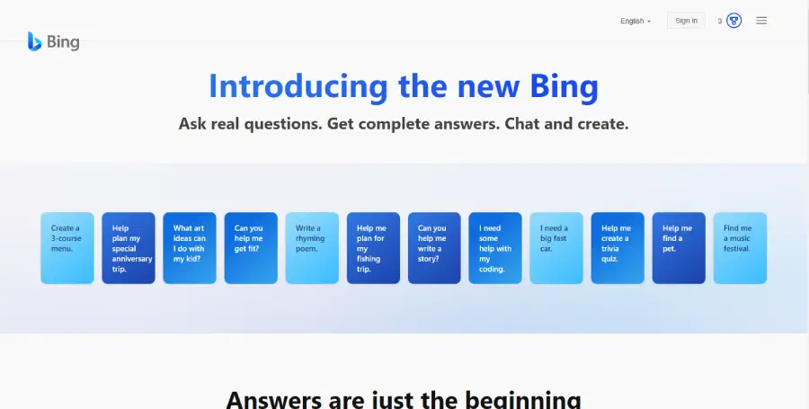 Bing A.I. chatbot